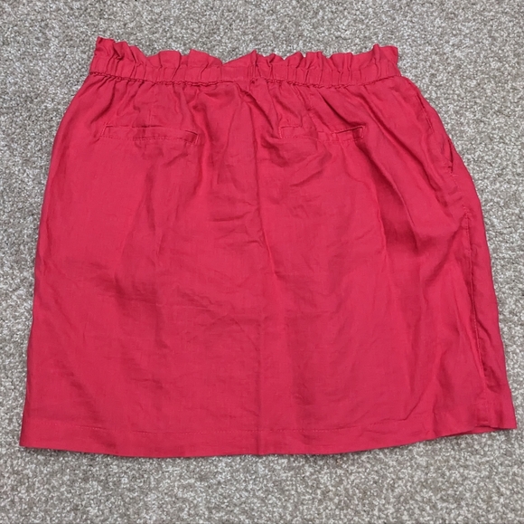Kenar 100% linen paperbag mini skirt with pocket hot pink - Picture 7 of 10